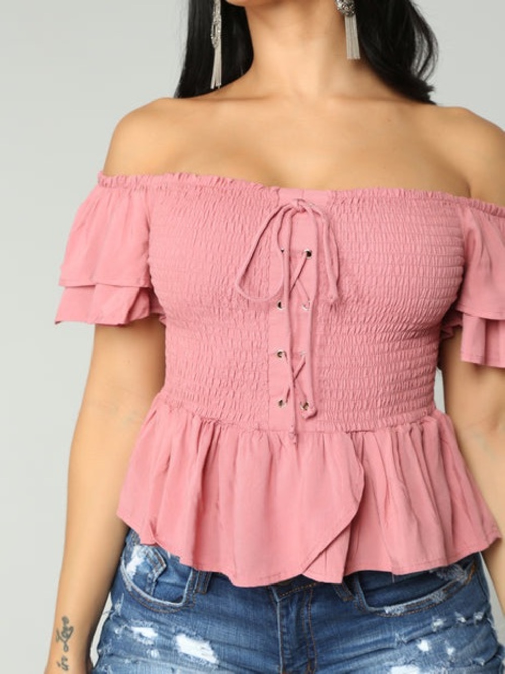 Fashion Nova Heart Hips Rose Pink Off the Shoulder Top